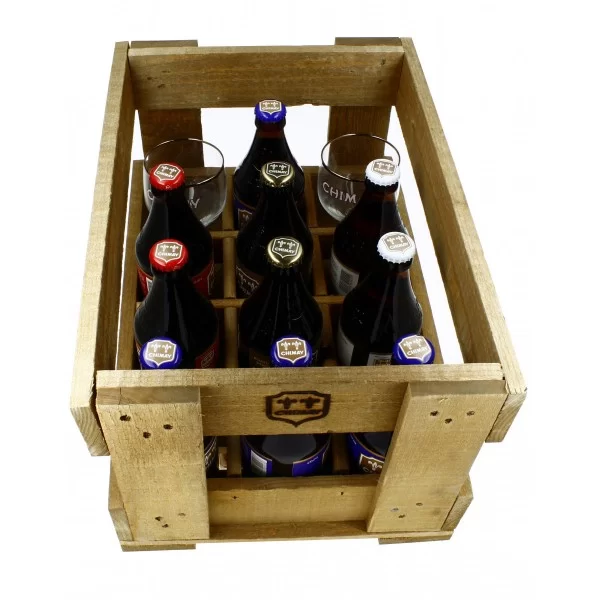 *Chimay cageot en bois VC
10 bouteilles de 33cl + 2 verres