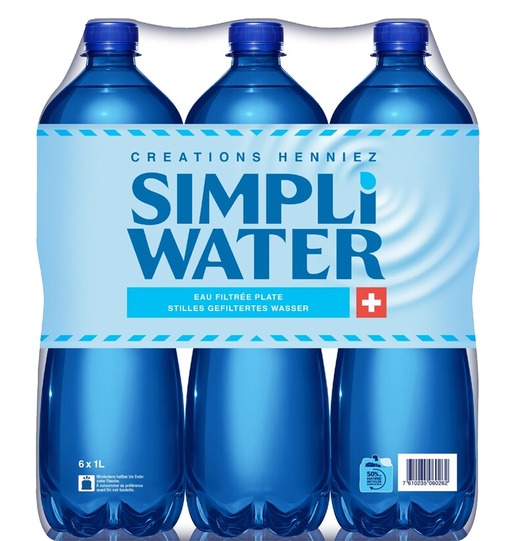 Simpli Water natural Pet bouchon bleu **
6-pack