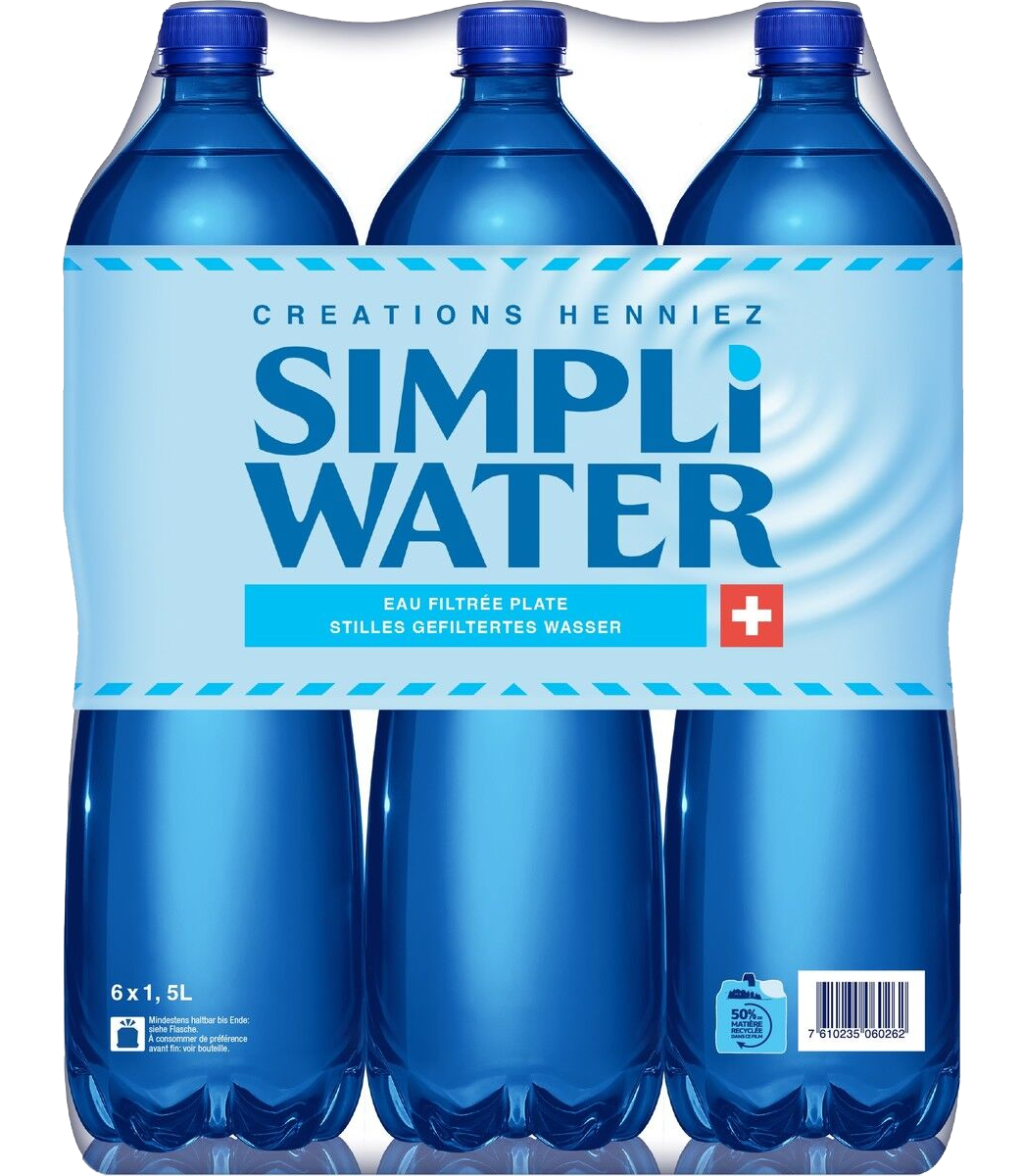 Simpli Water natural Pet bouchon bleu**
6-pack