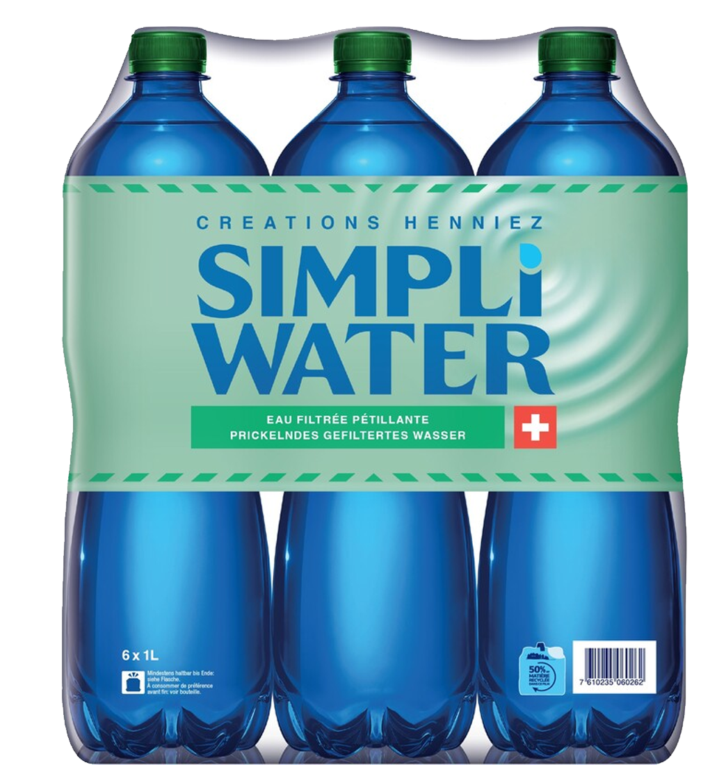 Simpli Water sparkling Pet bouchon vert **
6-pack