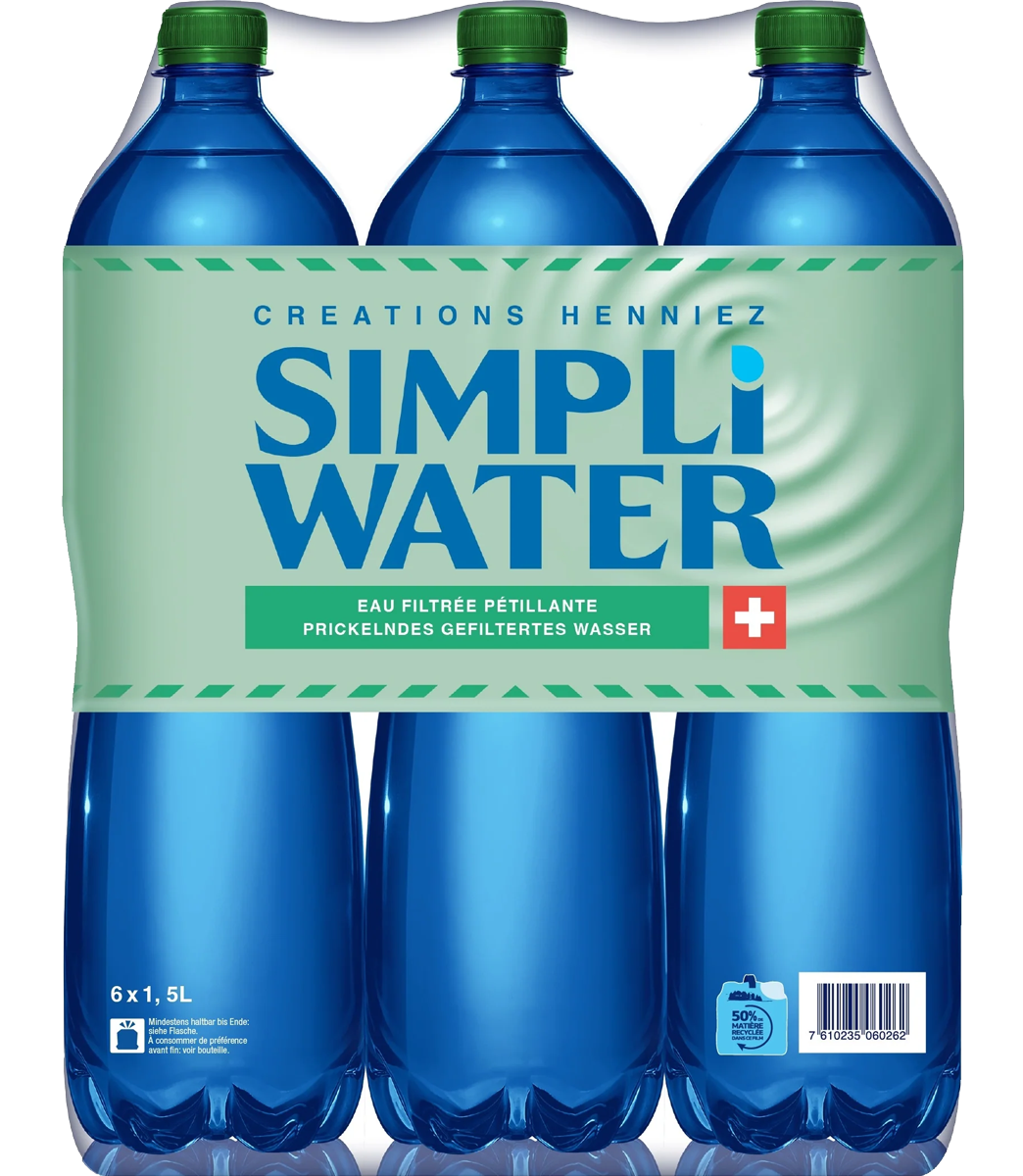 Simpli Water sparkling Pet bouchon vert **
6-pack