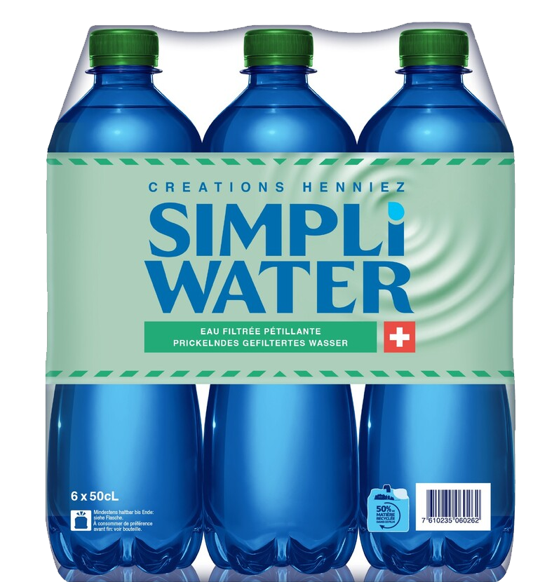 Simpli Water sparkling Pet bouchon vert **
4 x 6-pack
